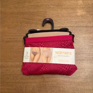 Warner's Women’s Hipster Underwear 3-Pack - Red, Black, Tan Size XXL NEW